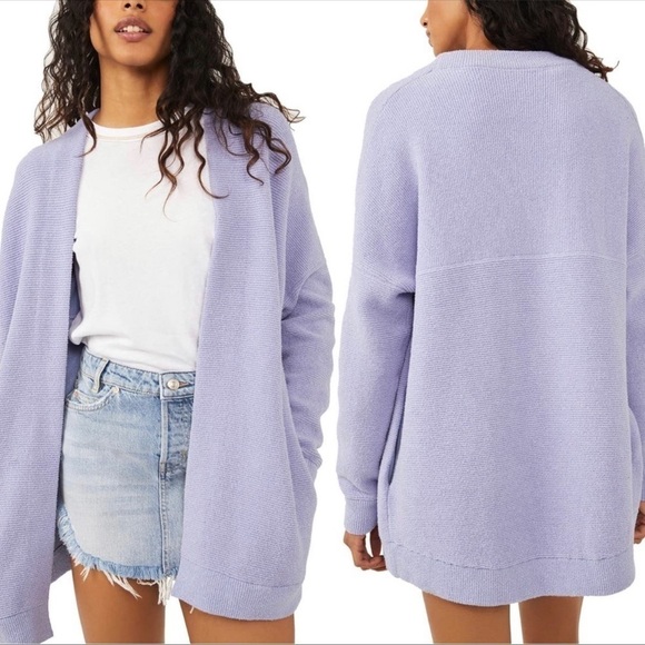 Free People Sweaters - NWT FREE PEOPLE Ottoman Knit Open front Cadigan in Lavender women S oversized